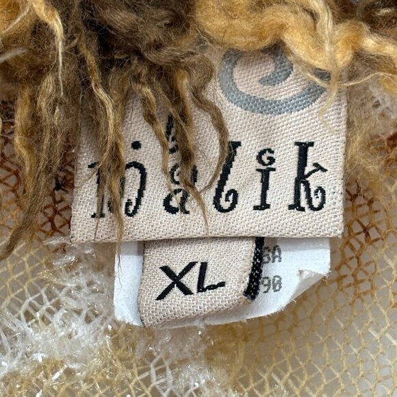 Vintage F.L. Malik Button Up Top Womens Size XL Honey Comb Shag Collar USA RARE - Picture 3 of 7